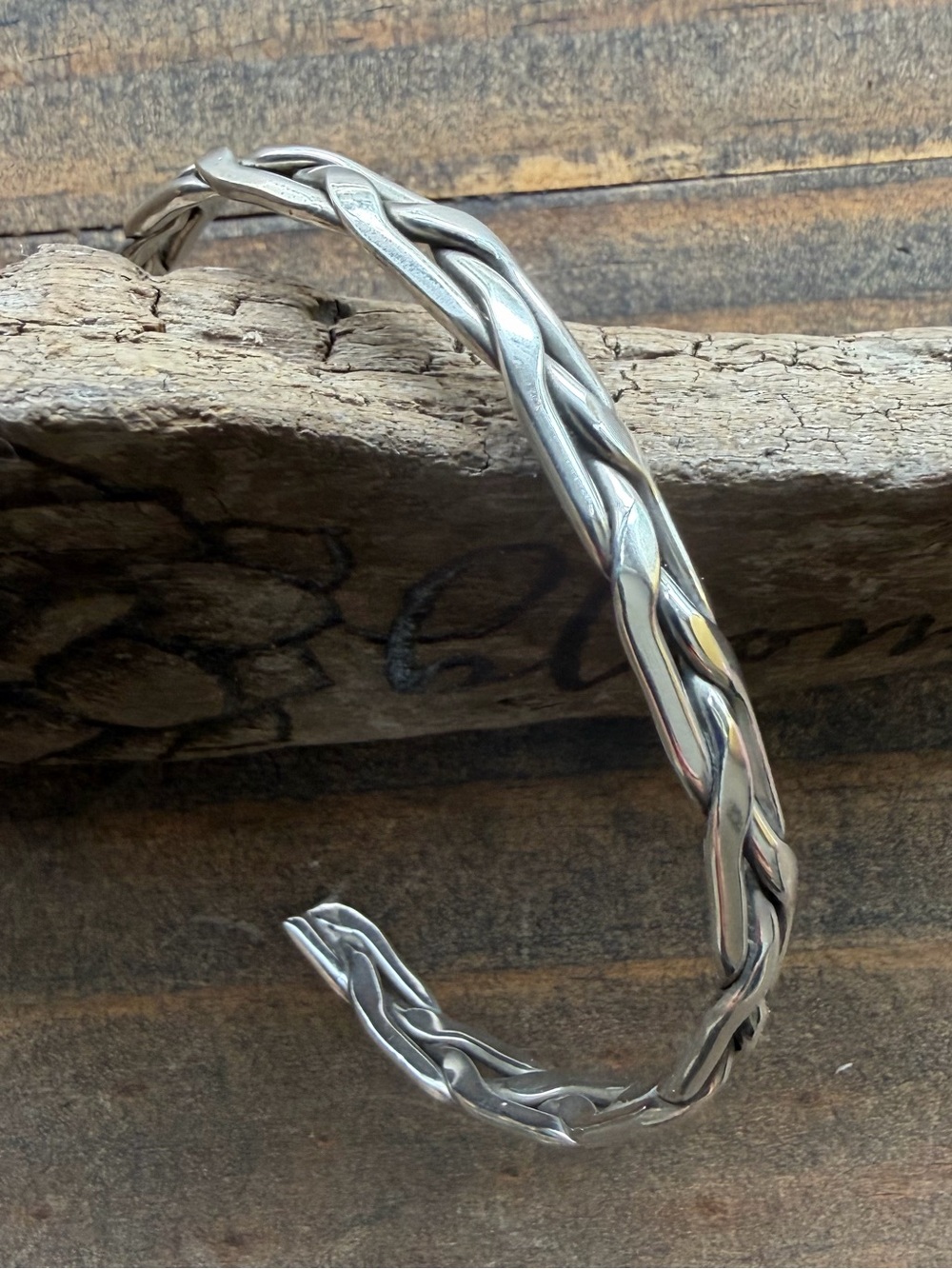 Silver Tone Braided Cuff Bracelet